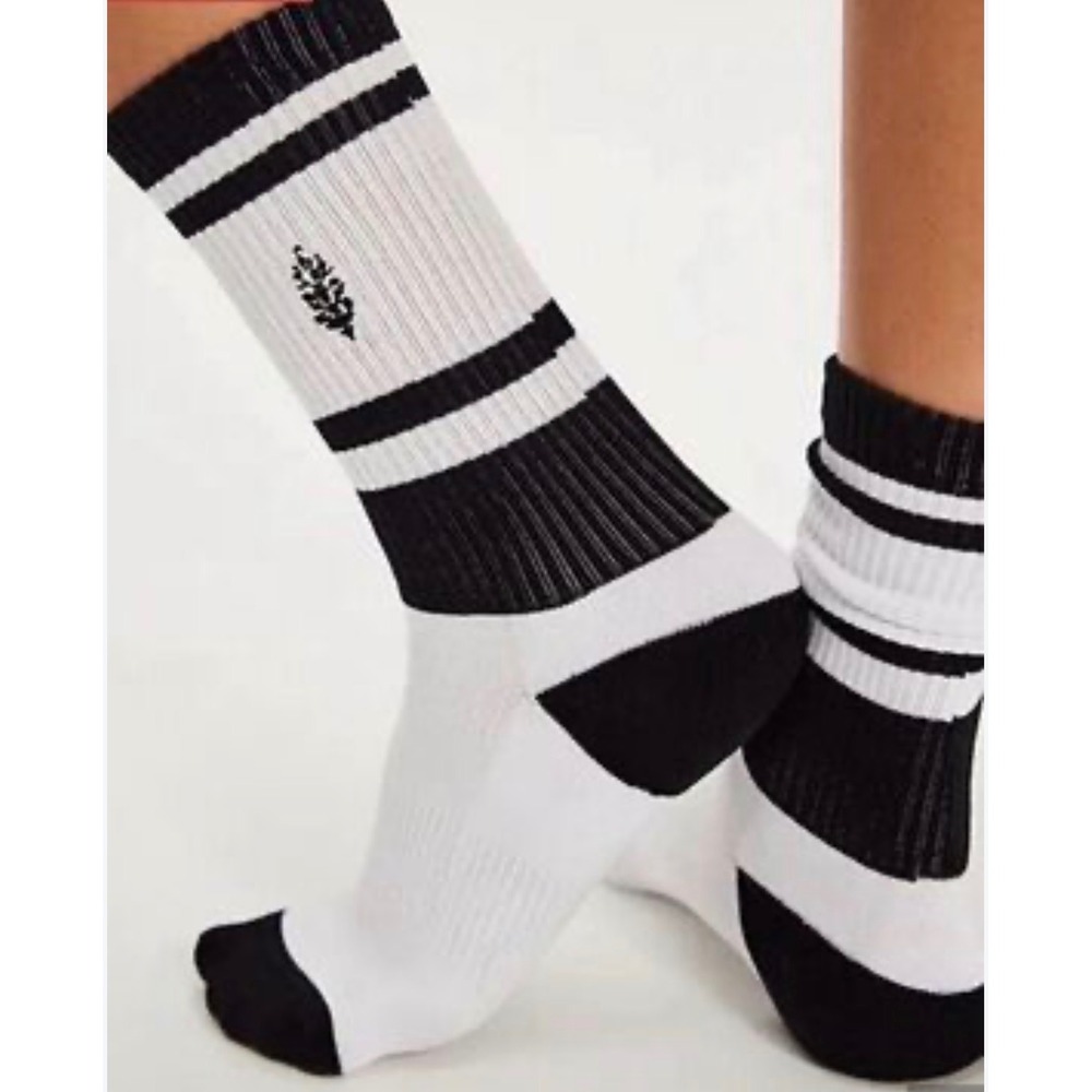 Free People FP Movement Tube Socks Womens OS White Black NWT Striped Athletic